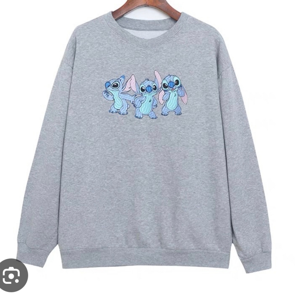 Disney Lilo & Stitch Stitch Embroidered Ohana Heather Gray Sweatshirt - Size XL